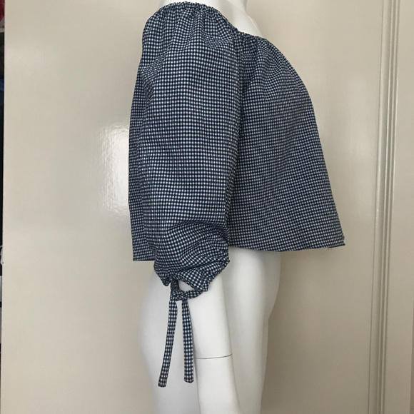 Zara Crop Gingham Off Shoulder Top - Picture 5 of 7